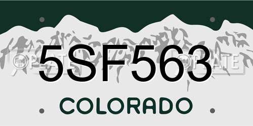5SF563 Colorado License Plate
