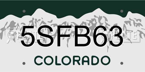 5SFB63 Colorado License Plate