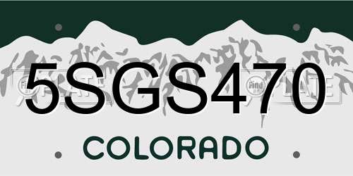 5SGS470 Colorado License Plate