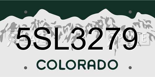 5SL3279 Colorado License Plate