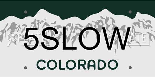 5SLOW Colorado License Plate