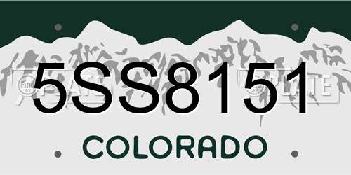 5SS8151 Colorado License Plate