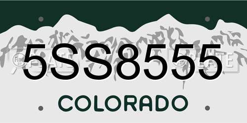 5SS8555 Colorado License Plate