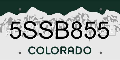 5SSB855 Colorado License Plate