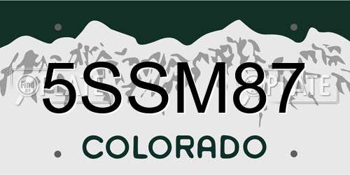 5SSM87 Colorado License Plate