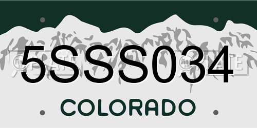 5SSS034 Colorado License Plate