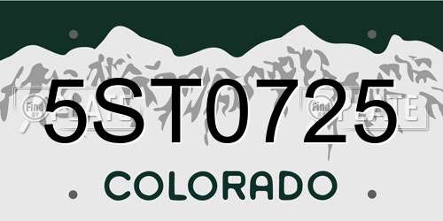 5ST0725 Colorado License Plate