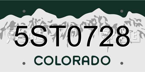 5ST0728 Colorado License Plate
