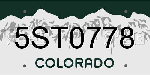 5ST0778 Colorado License Plate