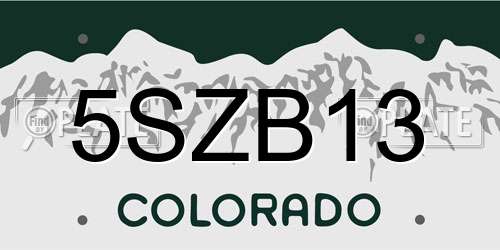 5SZB13 Colorado License Plate