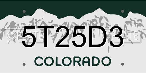5T25D3 Colorado License Plate