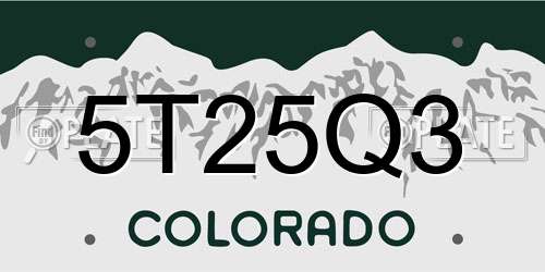5T25Q3 Colorado License Plate