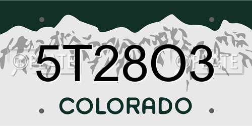 5T28O3 Colorado License Plate