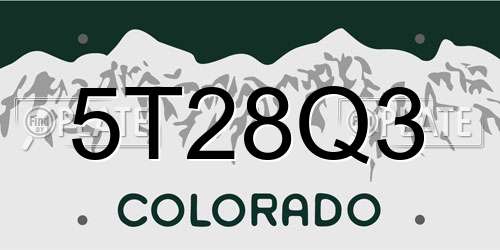 5T28Q3 Colorado License Plate