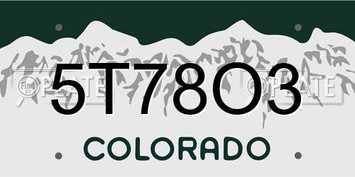 5T78O3 Colorado License Plate