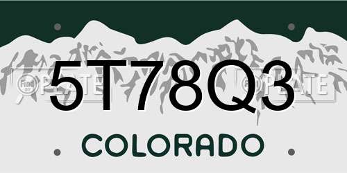 5T78Q3 Colorado License Plate
