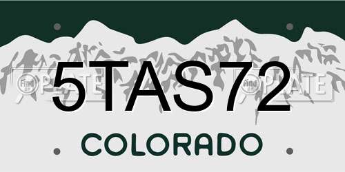 5TAS72 Colorado License Plate