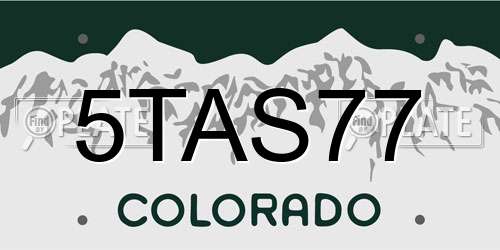5TAS77 Colorado License Plate
