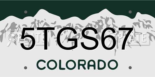 5TGS67 Colorado License Plate