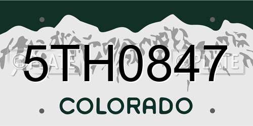 5TH0847 Colorado License Plate