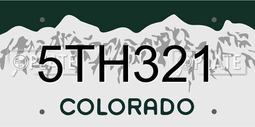 5TH321 Colorado License Plate