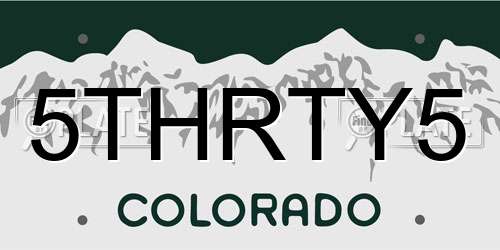 5THRTY5 Colorado License Plate