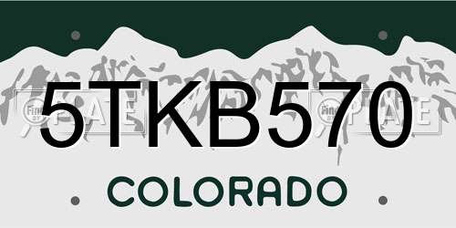 5TKB570 Colorado License Plate