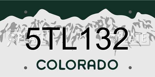 5TL132 Colorado License Plate