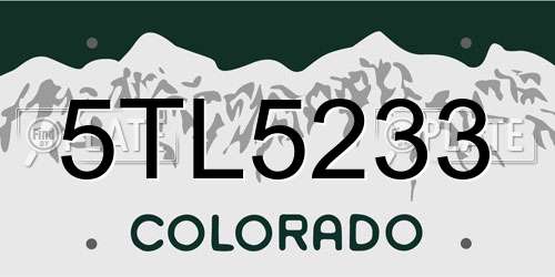 5TL5233 Colorado License Plate