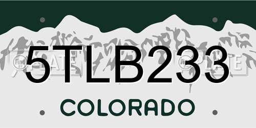 5TLB233 Colorado License Plate