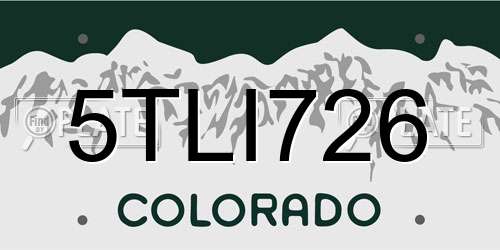 5TLI726 Colorado License Plate