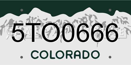 5TO0666 Colorado License Plate
