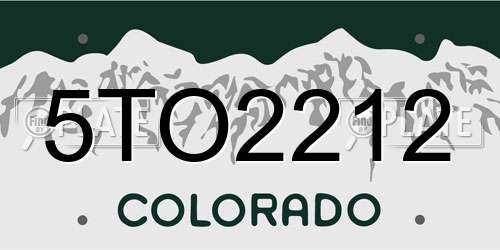 5TO2212 Colorado License Plate