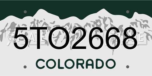 5TO2668 Colorado License Plate