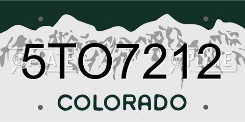 5TO7212 Colorado License Plate