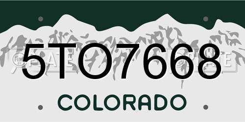 5TO7668 Colorado License Plate