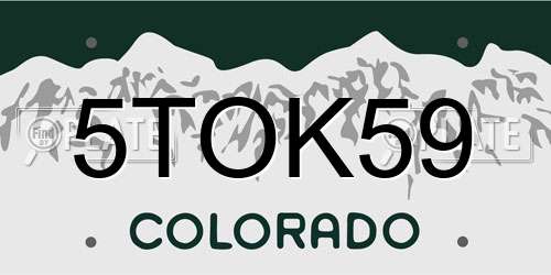 5TOK59 Colorado License Plate