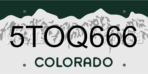 5TOQ666 Colorado License Plate