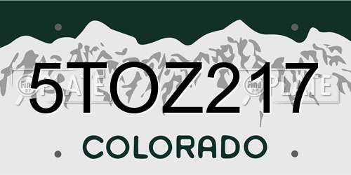 5TOZ217 Colorado License Plate