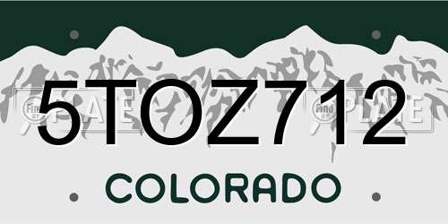 5TOZ712 Colorado License Plate