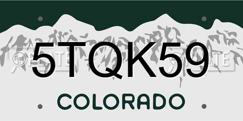 5TQK59 Colorado License Plate