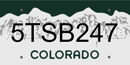 5TSB247 Colorado License Plate