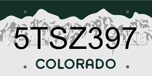 5TSZ397 Colorado License Plate