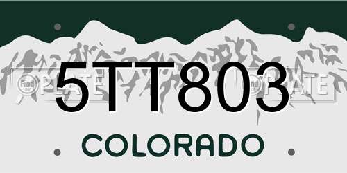 5TT803 Colorado License Plate