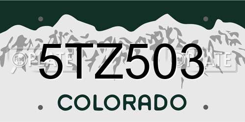 5TZ503 Colorado License Plate