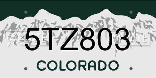 5TZ803 Colorado License Plate