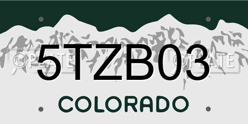 5TZB03 Colorado License Plate