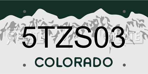 5TZS03 Colorado License Plate