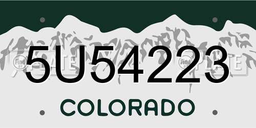 5U54223 Colorado License Plate