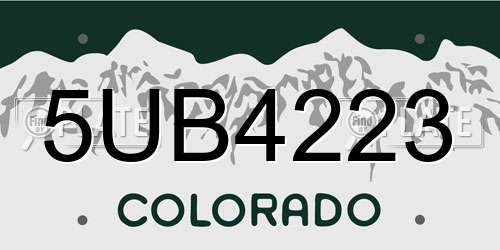 5UB4223 Colorado License Plate